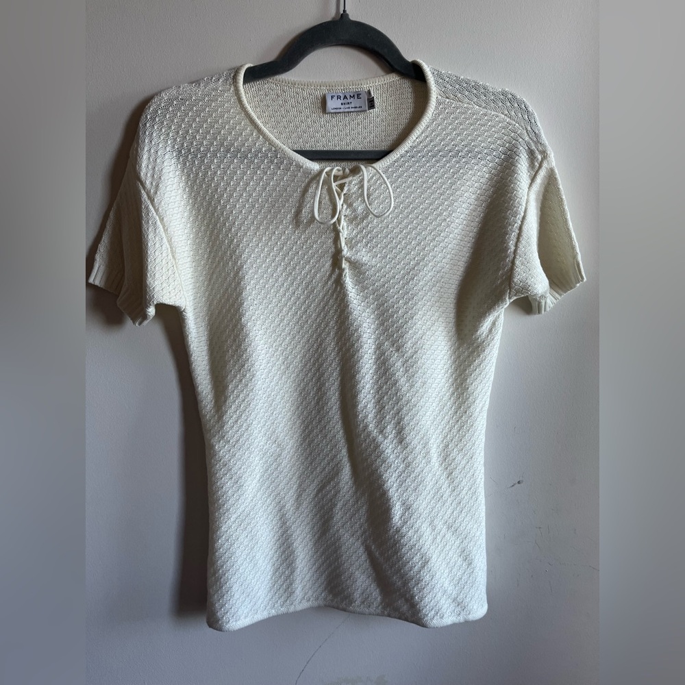 Frame Denim Women's Ivory Knit Short Sleeve Top